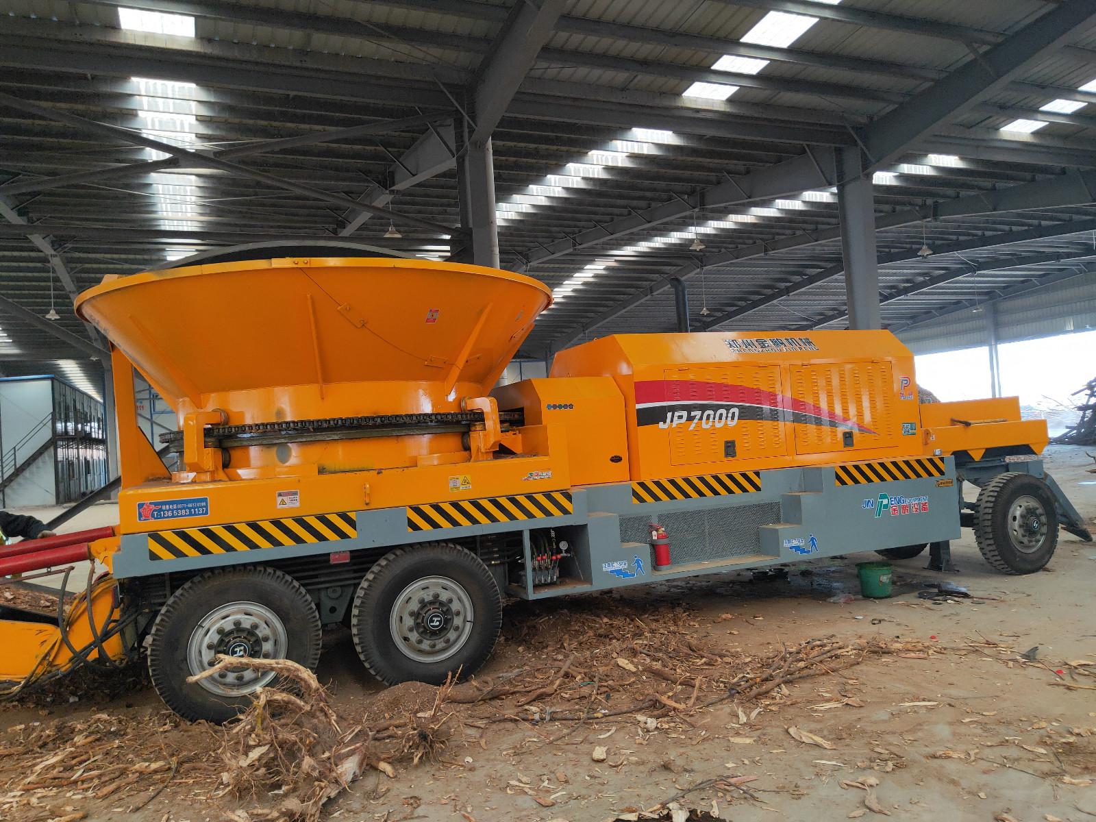JP7000 Horizontal Grinder Diesel Drive Heavy Duty Biomass Processing Site
