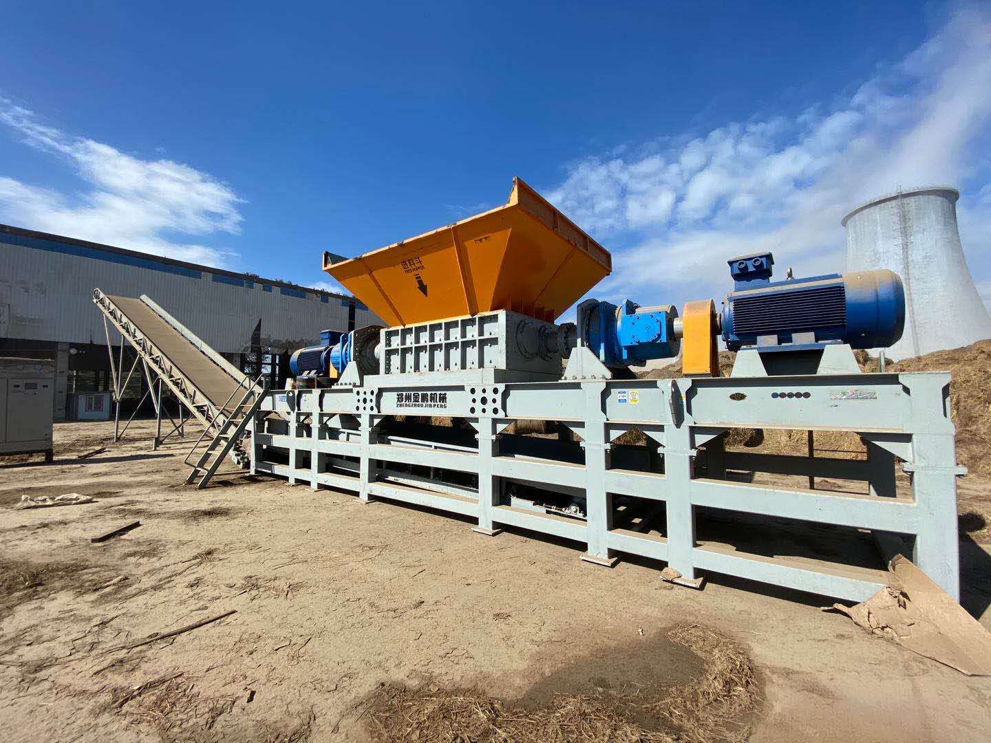 Straw Bale Shredder Biomass Fuel Processing Site